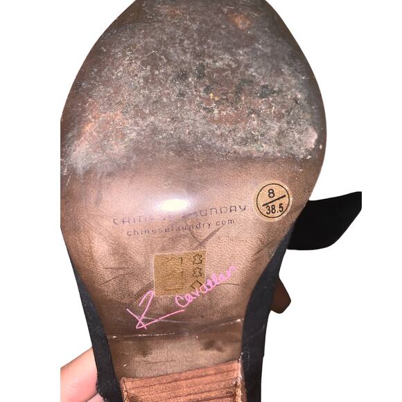 Chinese Laundry, Women's Black Suede Ankle Booties with Gold Ring, US 8, EU 38.5 - Picture 5 of 5